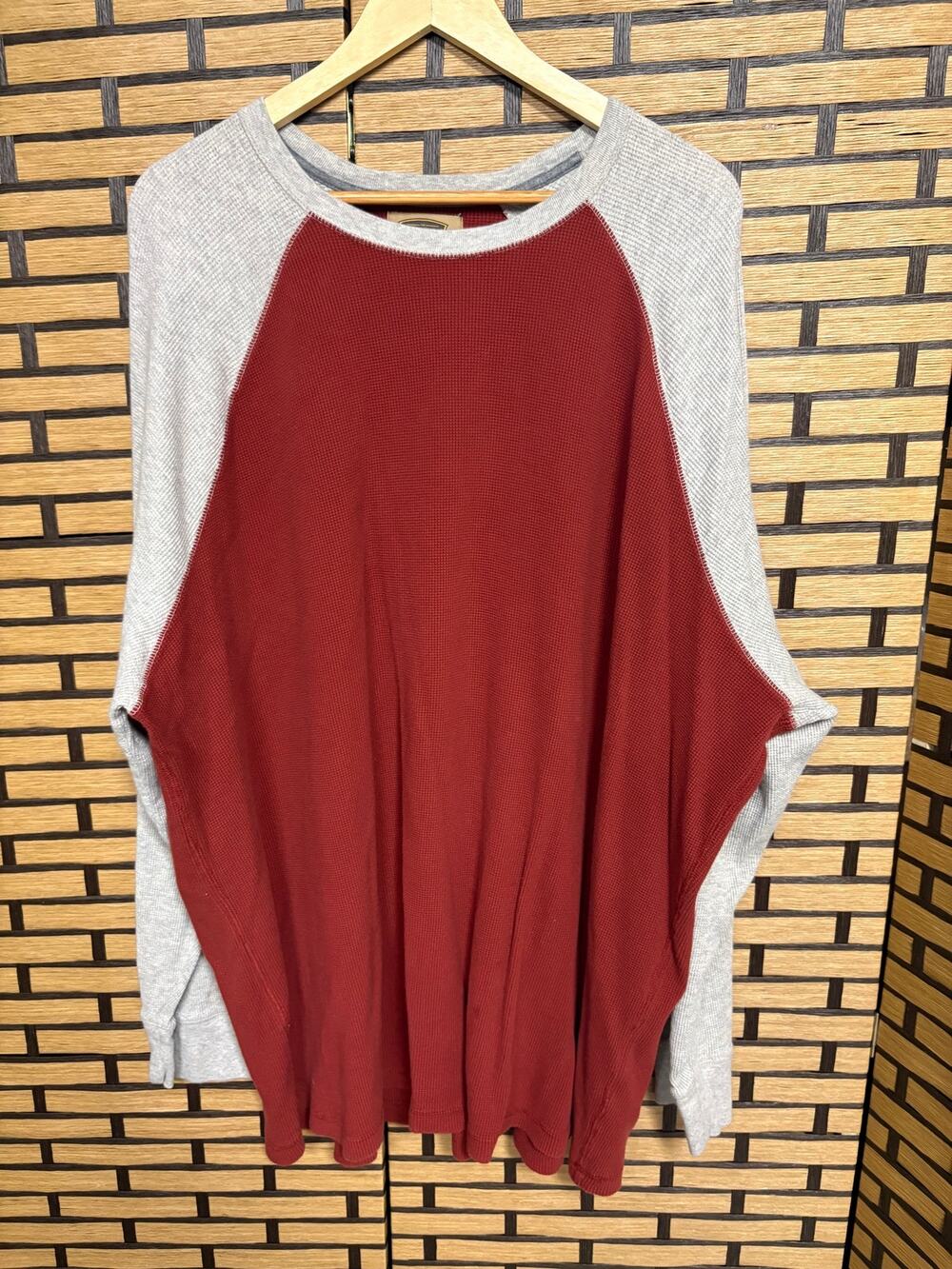 The Foundary Burgundy And Gray Waffle Knit Long Sleeve Shirt Size 4X Tall